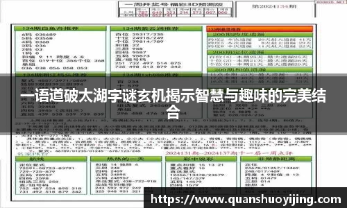 一语道破太湖字谜玄机揭示智慧与趣味的完美结合